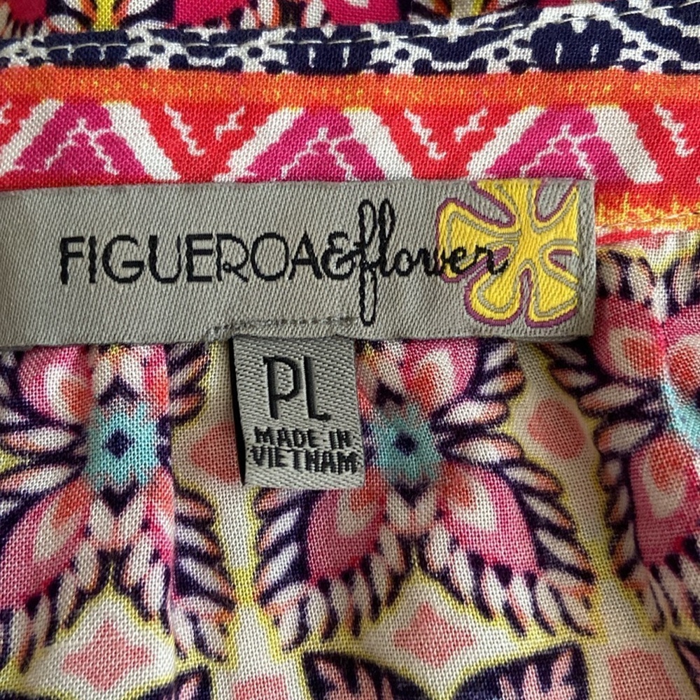 Figueroa & Flower Blouse Top 3/4 Sleeves Tie Hem PL - Picture 6 of 9